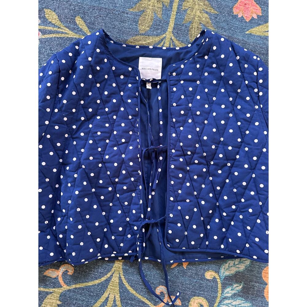 NWT Avec Les Filles Polkadot Quilt Tie Jacket Size XL - Picture 4 of 7